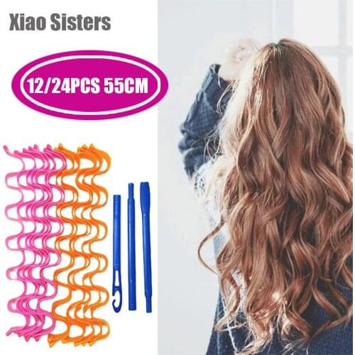 12/24PCS 55cm DIY Magic Hair Curler Portable Hairstyle Roller Sticks Beauty Makeup Curling Rollers Hair Styling Tools Women