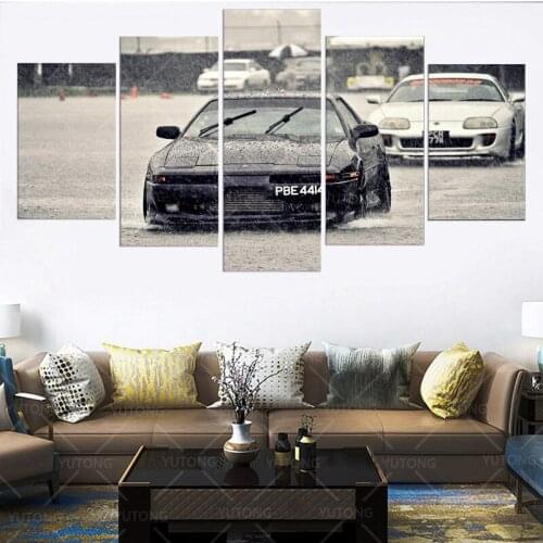 5 pcs landscape car Toyota Supra 3 wall Art Frame Paintings canvas Painting Poster for living room home decor frame