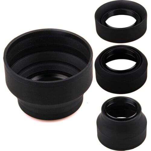 58mm 58 mm 3 Stage Collapsible Rubber 3 in 1 Lens Hood for Canon Nikon Sony Sigma Pentax Olympus Panasonic Camera DSLR