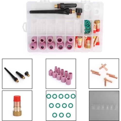 Areyourshop 49PCS TIG Welding Torch Stubby Gas Lens #10 Pyrex Glass Cup Kit For WP-17 WP-18 WP-26 with Box