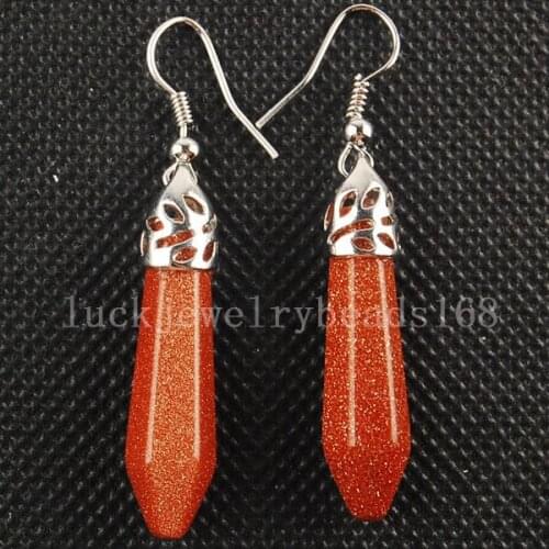 Free Shipping Women Fashion Jewelry Gold Sand Pendulum Earrings Pair C3116