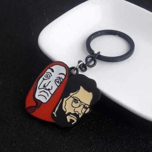 Spain TV La Casa De Papel Keychain The House of Paper Money Salvador Dali Professor Mask Keyring For Men Women Jewelry Gifts