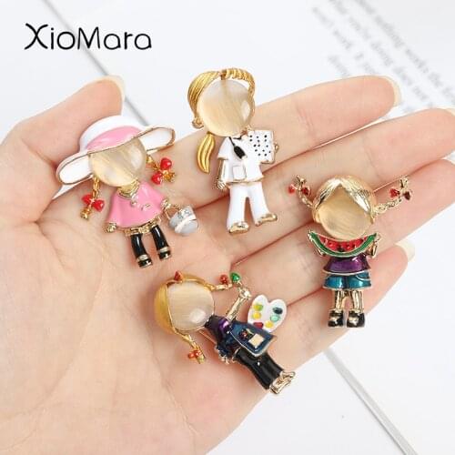 6 Styles Opal Stone Enamel Brooches Doctor Nurse Boys And Girls Badges Brooches For Women Cute Pins Brooch Enamel Pin 2021