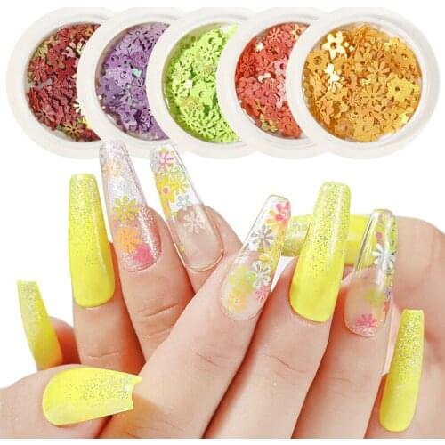 Nail Wood Pulp Decorative Sequins 50 Pieces of Colorful Mixed Ultra-thin Flower Nail Art Design 3D Japanese Nail Decals