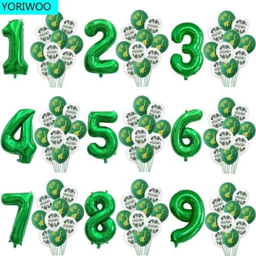 Boy Happy Birthday Balloon 1 2 3 4 5 Foil Balloons Air Dinosaur Party Supplies Baloons 1st Birthday Party Decorations Kids Dino