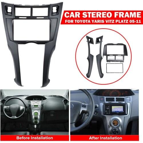 Double 2 Din Car Stereo Radio Frame Fascia Cover Trim Kit Panel For Toyota Yaris Vitz Platz 2005 2006 2007 2008 2009 2010 2011