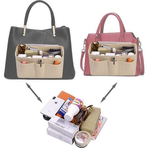 Felt Insert Bag Makeup Organizer Purse Handbag Travel Inner Portable Cosmetic Bag for Make Up Brush Clutter Key Cell Phone Cards