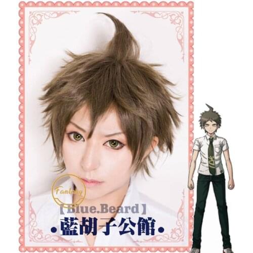 Hajime Hinata Dangan Ronpa Danganronpa 2 Short Synthetic Hair Heat Resistant Headwear Halloween Cosplay Wig + Free Wig Cap