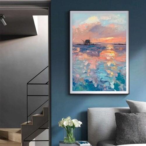 CMHOME Scandinavian Style Canvas Landscape Painting Modern Abstract Living Room Decor Wall Art Posters Prints on Canvas no frame