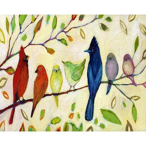 Jmine Div 5D Cardinal Birds Leaves Full Diamond Painting cross stitch kits art High Quality Animal 3D paint by diamonds