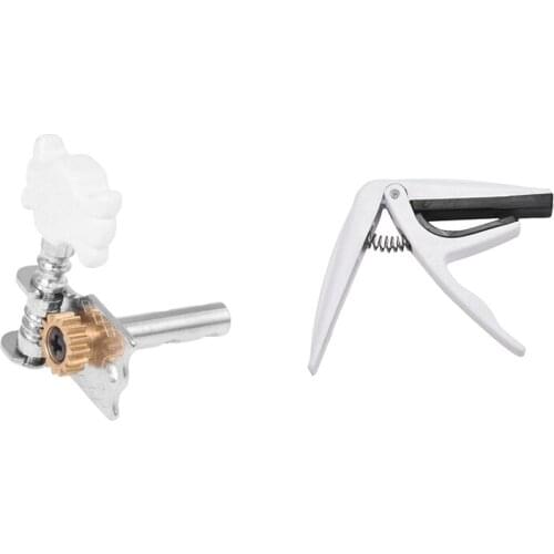 Key Mechanics Tuning Peg for Guitar Acoustic Electric & Quick Change Trigger Capo Key Clamp 02 White