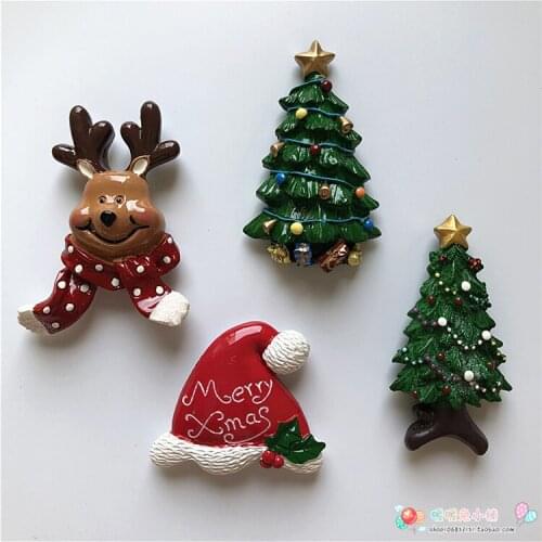 Cute cartoon Christmas tree decoration resin refrigerator magnet
