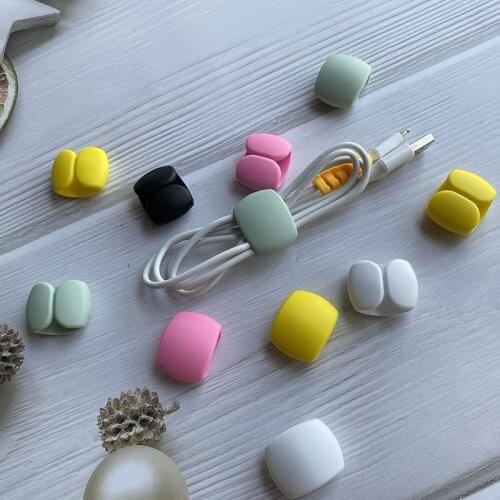 Reusable Charger Cord Organizer Portable 4Pcs/Set Multifunction Pure Color PVC Earphone Line Holder Cable Clips
