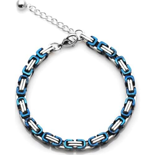 Mens Stainless Steel Square Bracelet Plating Gold Blue Black Fashion Fashion Jewelry Accessories