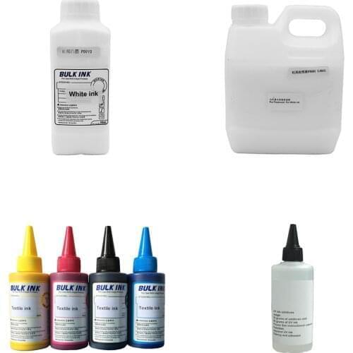 Textile ink set for t shirt printer textile color ink,white ink,white ink fixing agent,cleaning liquid+shipping