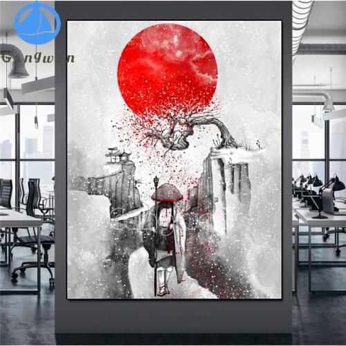 Japanese Samurai Diamond Painting 5d Cherry Blossoms Embroidery Rhinestones Home Decor Gift Handmade Cross Stitch Kits 5d Diy