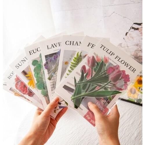 6 Sheets Norwegian Forest Stickers Set PET Large Size Plant Sunflower Rose Flower Sticker Poster DIY Decoration Adhesive A6334