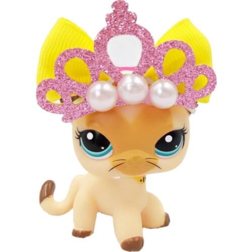 LPS CAT Real Littlest pet shop cute toys stand 3573 short hair cat yellow Tan Brown Kitty old collection toy with accessories