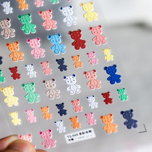 New Technology Ultra-thin Nail Stickers Thin Transparent Adhesive Nail Stickers Cartoon Bear Nail Stickers KX Series