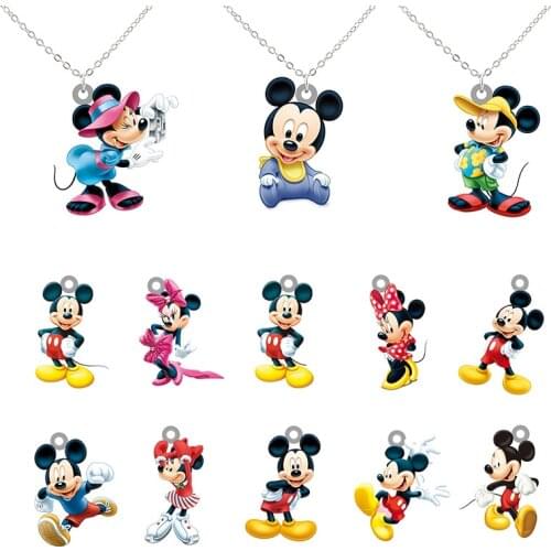 Disney Minnie Mickey Funny Styling Necklace Epoxy Animation Character Resin Pendant Accessories Necklace Jewelry For Friends