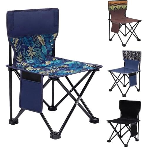 Portable Folding Chair Outdoor Stool for Camping Fishing Travel with Side Pocket BBQ Camping Chair Foot Recliner Foot Rest