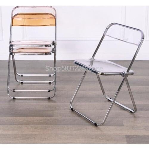Nordic Transparent Chair Folding Dining Chair Modern Simple Home Makeup Chair Net Red Acrylic Crystal Chair