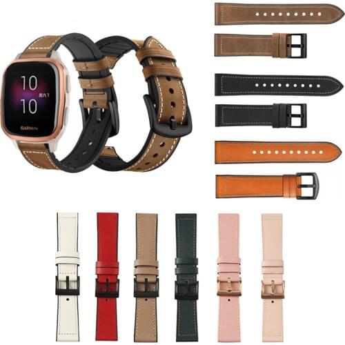 Leather Watch Band Strap for Garmin Venu SQ Smart Watch Correa Wrist Bracelet for Forerunner 245 245M 645 645M 20mm 22mm strap