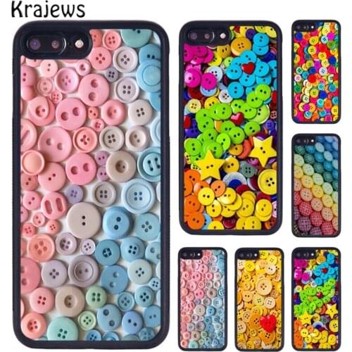Krajews Sewing Buttons Pattern Rubber Phone Case For iPhone 5 6S 7 8 plus 11 12 Pro X XR XS Max Samsung Galaxy S7 S8 S9 S10 PLUS
