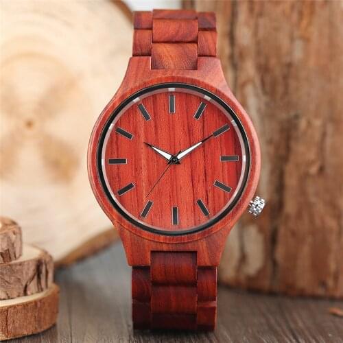 Luxury Sandalwood Men Watch Wooden Quartz Wristwatch Full Wood Mans Relogio Masculino Nature Design Boyfriend Father Gifts Bag
