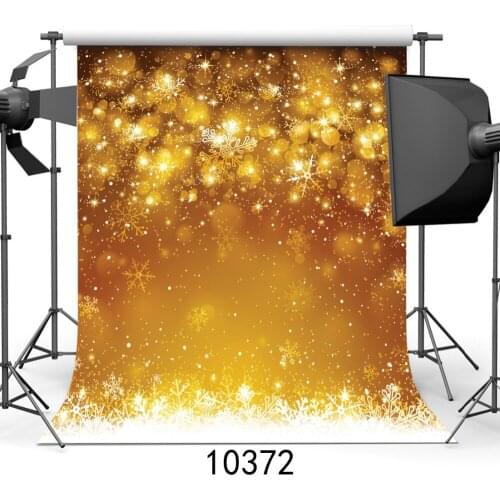 Christmas Backdrop Golden Glitter Bokeh Snowflakes Backgrounds for Photo Studio for Party Vinyl Cloth Photography Accessories