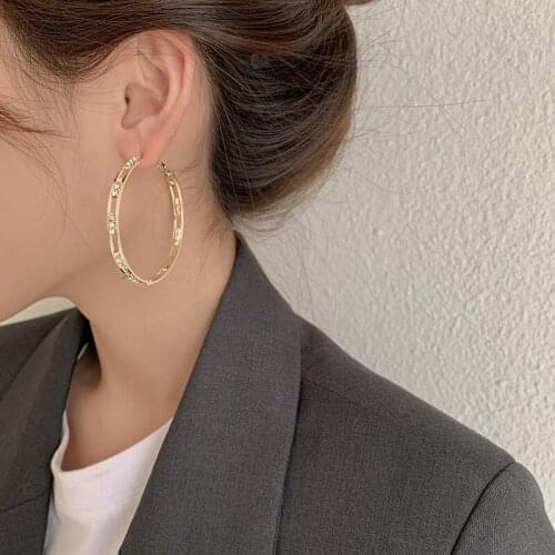 Zircon Crystal Hoop Earrings For Women Exaggeration Fashion Shiny Diamond Big Circle Earring Designer Earrings Wedding Jewelry