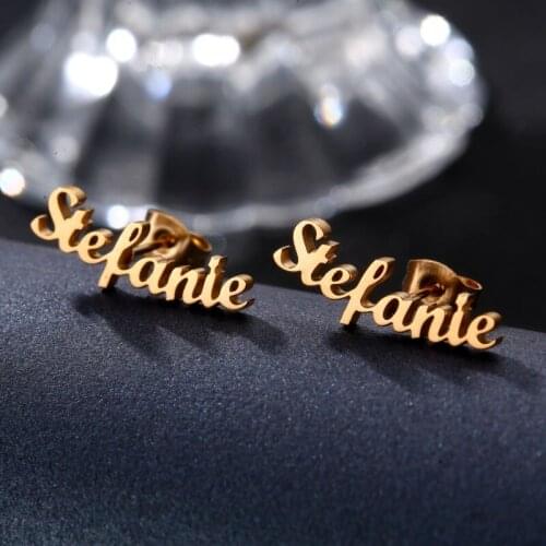 Personalized Custom Name Earrings For Women Girls Rose Gold Silver Color Stainless Steel Female Stud Earring Ear Jewelry Brincos