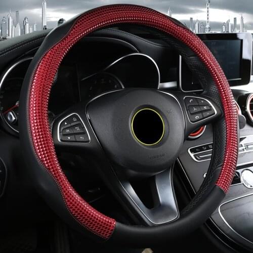 Sport Leather Car Steering Wheel Covers Black Case Protector 38cm 15inches Anti-slip Universal for Cars Styling Auto Accessories