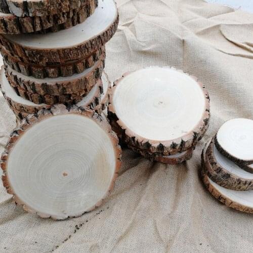 1.5-2cm Thicken Toon Round Wood Natural Unfinished Wood Slices Plate Round Wooden Chips Disc For DIY Craft Ornament