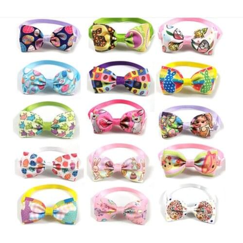 10PIC /50pic/set Easter pet bow tie cat dog egg bunny pattern pet bow tie decorated teddy tie color randomly sent