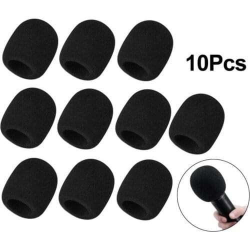 10pcs Universal Thickened Washable And Breathable Microphone Accessories Foam Cover Handheld Microphone Cover Black