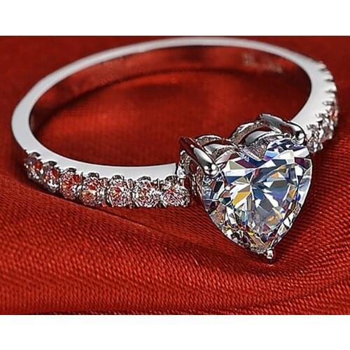 10K Au417 White Gold Women Ring Moissanite Diamonds 1 2 3 4 5 Carat Heart Wedding Party Engagement Anniversary Ring Trendy