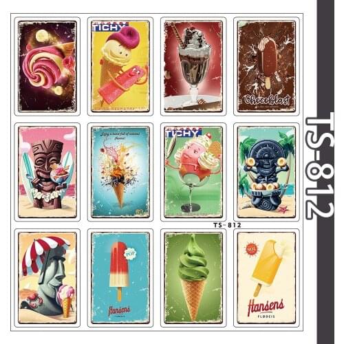 12Pcs/set Cartoon cold drink ice cream for notebook/thermos/mobile phone/ipad/refrigerator/hand account/toy sticker