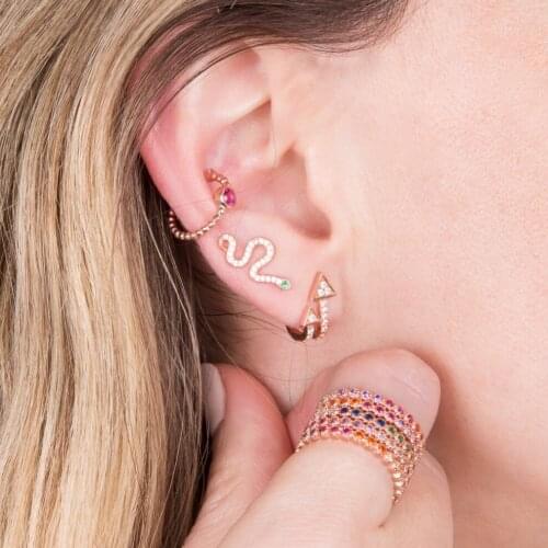 2021 Christmas Day Gifts Long Snake Earring With Full Micro Paved CZ Fashion Women Delicate 925 Sterling Silver Earring Jewelry