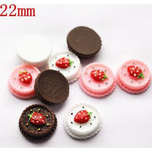 30pcs strawberry Cake flat back Resin Cabochon for diy ring decoration