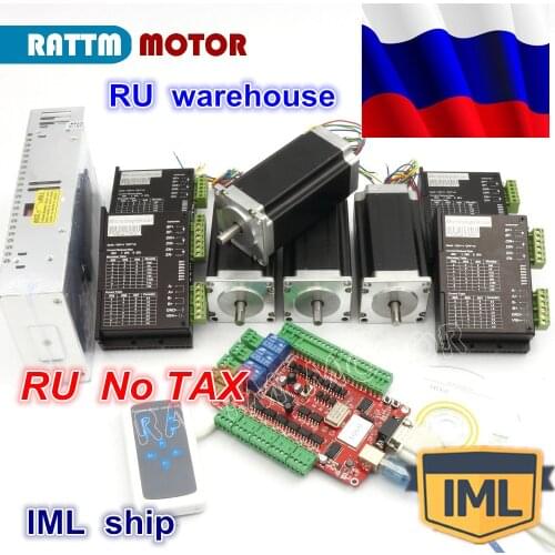 RU ship 4 Axis USB CNC Controller kit Nema23 Stepper Motor 425oz-in 112mm,3A Dual Shaft & FMD2740C Driver& 400W 36V power supply