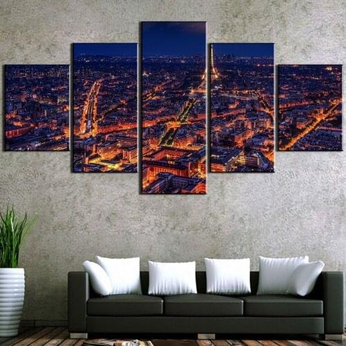 Framed 5 Piece Canvas Art Light Up Paris Modern Decorative Paintings on Canvas Wall Art for Home Decorations Wall Decor Artwork