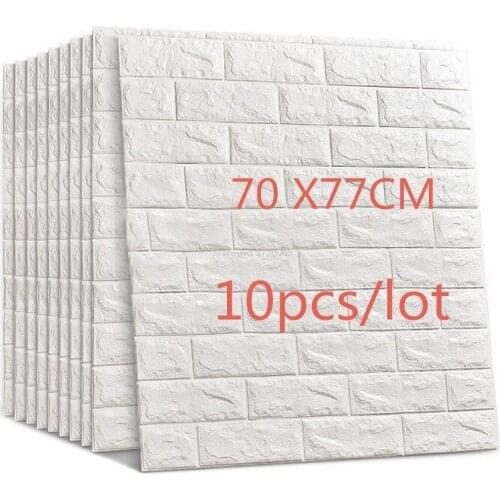 70*77cm 10pcs 3D Brick Wall Stickers DIY Self Adhensive Decor Foam Waterproof Wall Covering Wallpaper Kids Living Room