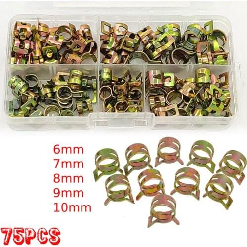 Water Hose clamp With Storage Box 6-10mm 75pcs Accessories Fastener For Motorcycle Pack Pipe