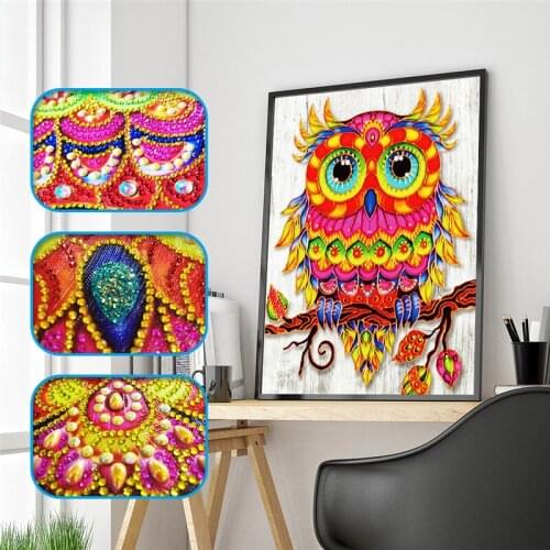 5D DIY New Diamond Painting Owl Diamond Painting Special Shaped Diamond Painting DIY 5D Partial Drill Cross Stitch Kits Crystal