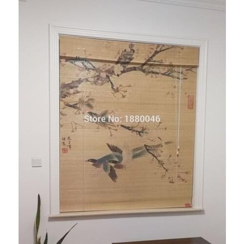 Wash Bamboo Curtain Environmental Elegant Roman Style Bamboo shutterSuncreen Bamboo Roller Blind for study room, tea house shade