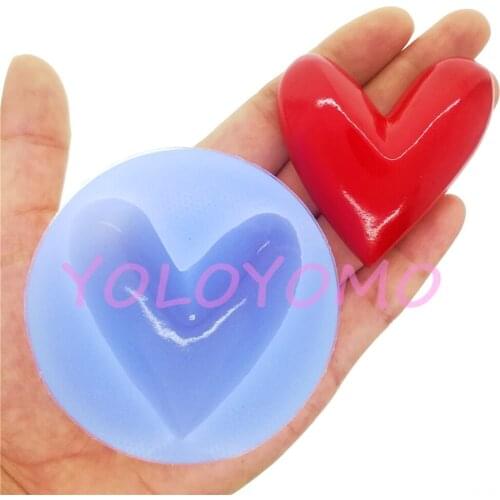 P922YL Big Heart Silicone Mold Fondant Cake Decoration Candy Chocolate Resin Clay Soap Candle Aromatherapy 51.4mm x 50.7mm
