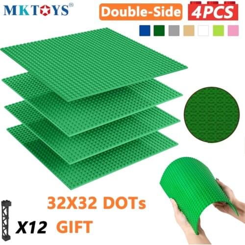 MKTOYS Building Blocks Base Plates Double Side 4PCS 32*32 DOTs 10x10inch 25x25cm Classic Bricks Baseplate Constructor Plate