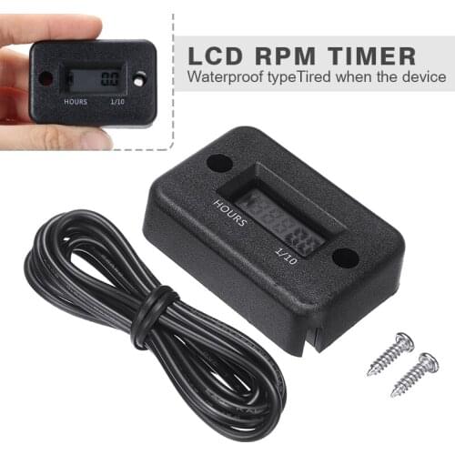 For Car Motorcycle OFF Road 1pc Auto Scooter Marine Generator Engine Digital LCD Counter Hour Meter Tool with Wire Mayitr