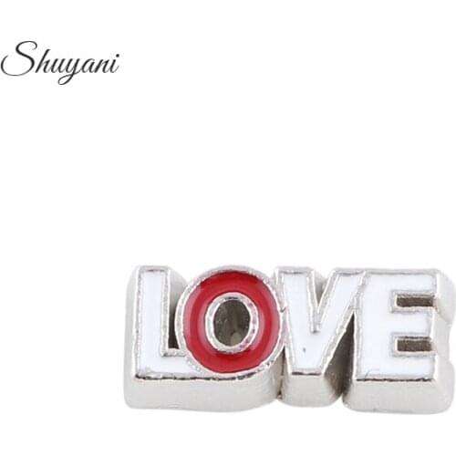 F347 New Trendy Alloy Metal Enamel Alphabet Love Charms Fit Floating Memory Glass Locket